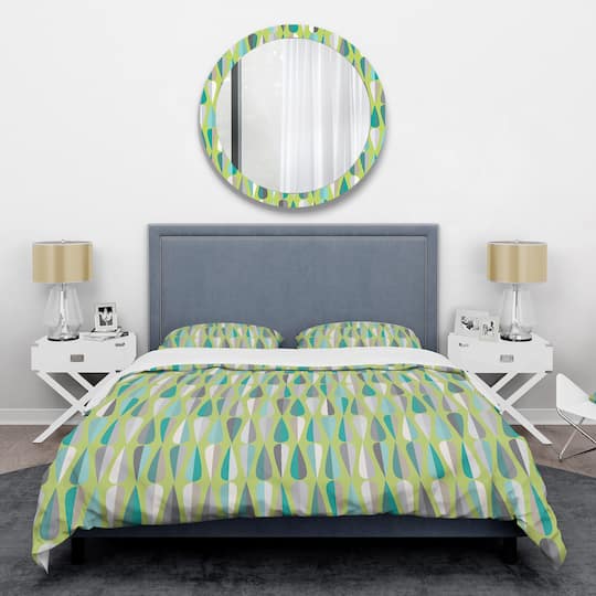Designart 'Retro Abstract Drops VI' Mid-Century Duvet Cover Set